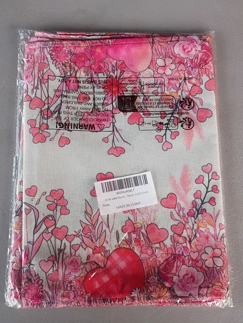 Pink Floral Heart Table Runner